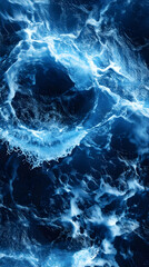 Wall Mural - Deep Blue Sea Water Texture Background Photo with White Seafoam