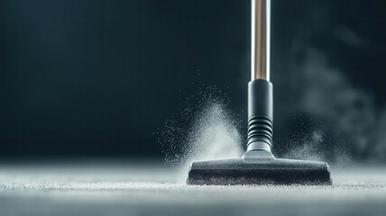 Close-up of a vacuum cleaner nozzle cleaning between tight spaces, removing dust from corners, vacuum nozzle close-up, precision cleaning