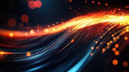 Poster - Seamless Data Flow: Abstract Background of Light and Color depicting Global Connectivity and Speed