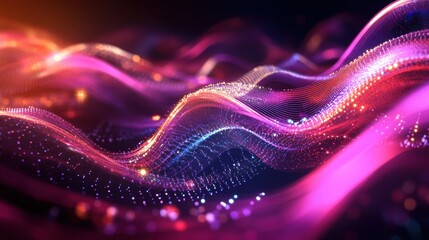 Poster - Dynamic Global Network Connection - Abstract Background of Interwoven Light Trails Representing Data Flow and Connectivity