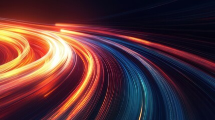 Poster - Futuristic Data Flow: Abstract Background of Light and Color Lines Representing Internet Speed and Network Transmission