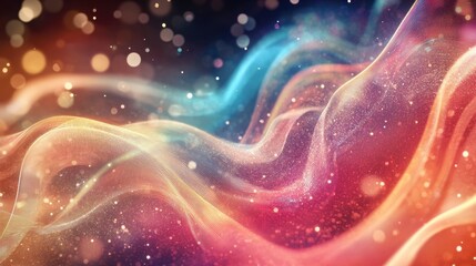 Poster - Digital Data Streams - Abstract Background of Colorful Waves Representing Internet Communication Dynamics