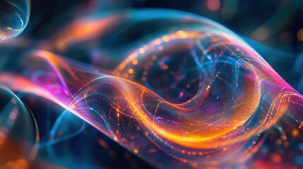 Poster - Abstract Network Data Flow - Colorful Curves and Waves Symbolizing Internet Interconnectedness