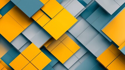 Poster - Modern material design consisting of randomly overlapping squares casting shadows, creating an elegant and professional background