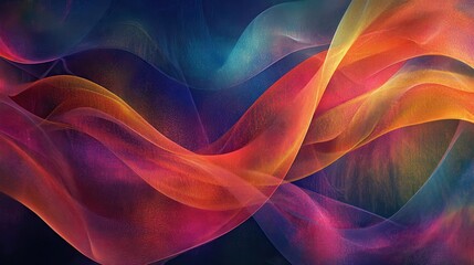 Poster - Technicolor Data Flow: Abstract Interconnected Waves of Color Representing Internet Connectivity