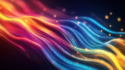 Poster - Techno Wave - Abstract Background of Data Transmission with Vibrant Color Waves Symbolizing Fast Internet Connectivity
