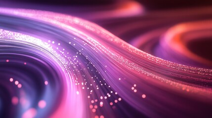 Poster - Fluid Data Connections: Abstract Background of Interwoven Light and Color Representing Network Interconnectedness