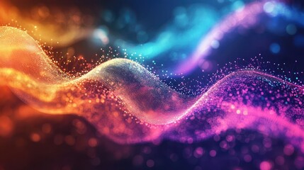 Poster - Abstract Digital Network Flow: Colorful Waves and Curves Representing Dynamic Internet Communication