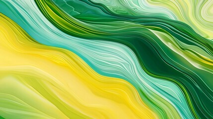 Abstract background with green and yellow waves, creating a sense of fluidity and movement, ideal for projects related to nature, energy, or technology