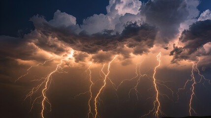 Poster - Dramatic Lightning Bolts Striking During Stormy Weather