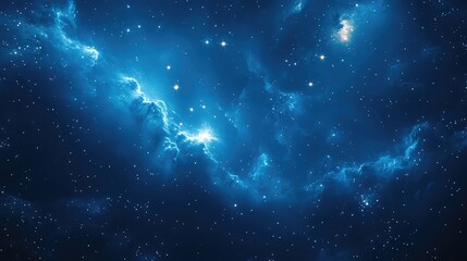 Wall Mural - HDR map of a starry night sky, featuring a blue background with stars in the upper left, illuminated with soft lighting for an elegant and mysterious atmosphere