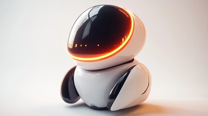 Poster - Futuristic White Robot with Orange Glow