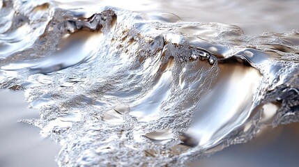 Close-up of a metallic wave surface with a subtle gradient of light and shadow.