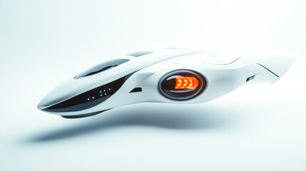 Canvas Print - Futuristic White Spaceship with Glowing Engine