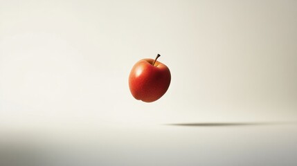 Poster - Red Apple Floating in Mid-Air with Shadow Below