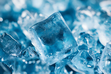 Wall Mural - Cool Blue Ice Cubes Photo: Close-Up and Refreshing