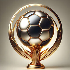 Soccer football trophy 3d illustration isolated on muted plain background