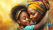 © BURIN93 - A beautiful African mother and daughter share a warm embrace, celebrating the love and joy of Mother s Day