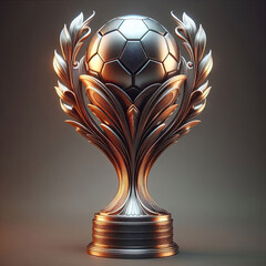 Soccer football trophy 3d illustration isolated on muted plain background