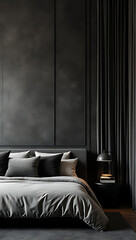 Wall Mural - bed in a hotel room dark style