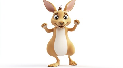 A cheerful cartoon rabbit with a big smile, standing in a playful pose.