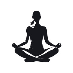 a Woman sitting and meditating isolated white background