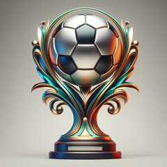 Soccer football trophy 3d illustration isolated on muted plain background