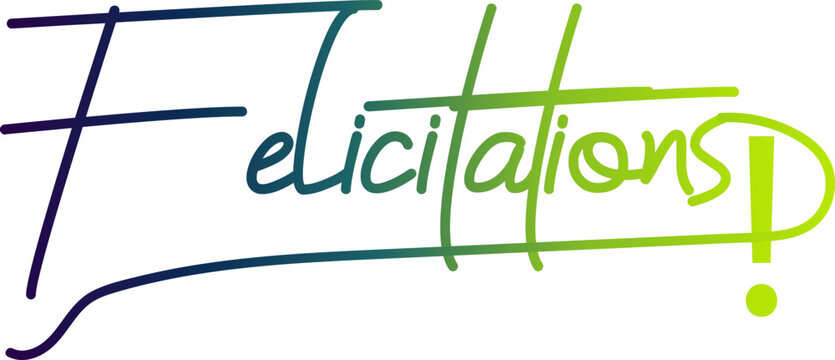 Bannière calligraphique avec dégradé doré FELICITATIONS!, Felicitations! gradient text
