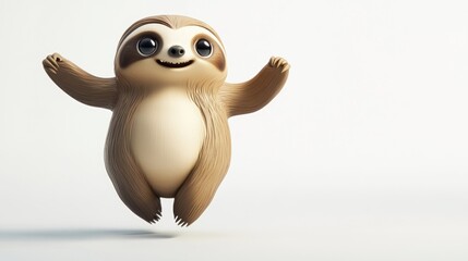 Poster - A cheerful cartoon sloth with a playful expression, set against a simple background.