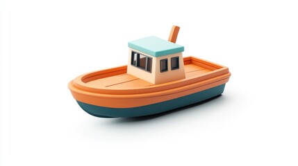 Canvas Print - A colorful toy tugboat designed for children's play and imagination.