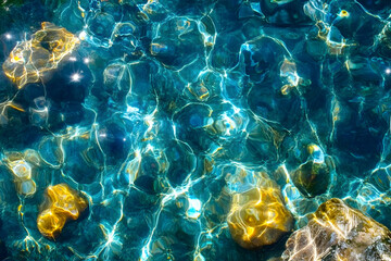 Wall Mural - Sparkling Azure Water Photo: A Captivating Display of Light and Texture