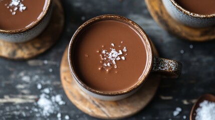 Canvas Print - A mug of hot chocolate with a sprinkle of salt on top