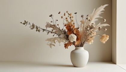 Sticker - white vase with flowers on the table