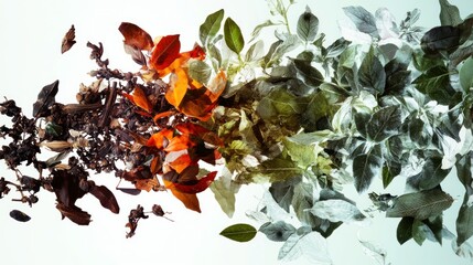 Wall Mural - Abstract Arrangement of Dried and Fresh Leaves