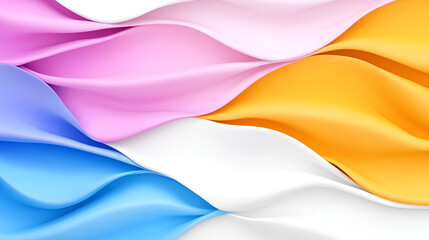 Poster - Flowing waves of pastel colors create a vibrant abstract background in soft shades of pink, white, blue, and orange