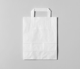 white Paper shopping Bag Gift bag, Takeaway bag With Handle, Retail Packaging,  on white background