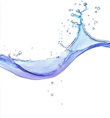 Wall Mural - A blue water splash with bubbles on a white background