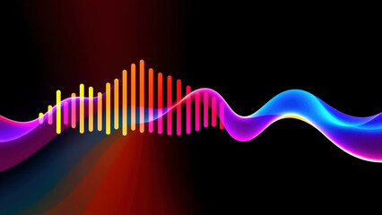 Colorful Audio Waveform with Flowing Neon Curves
