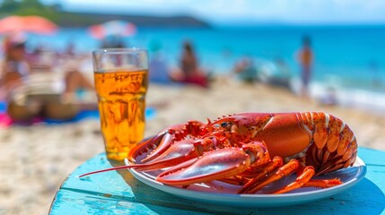 Wall Mural - Deliciously prepared lobster on a plate  a close up of a healthy gourmet seafood delight