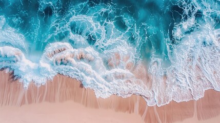 Sticker - Beautiful ocean wave on sandy beach background.