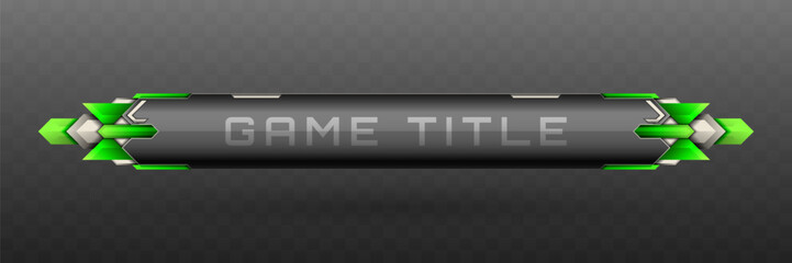 Wall Mural - Game Title Lower Third Banner in Metallic black, Silver and Green for Game UI Designs