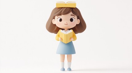 Poster - A cute character holding a book, symbolizing learning and education.