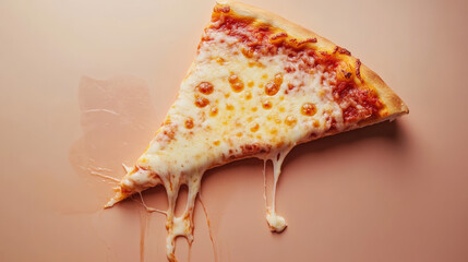 Wall Mural - A slice of pizza with melted cheese dripping off of it