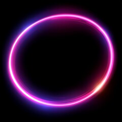 Poster - A stunning neon circle beautifully showcasing vibrant pink and blue glow effects against a dark, black background
