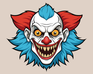 Poster - Scary clown face vector illustration