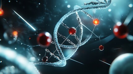Aufkleber - A captivating image depicting a DNA molecule in intricate detail, symbolizing the building blocks of life, genetic inheritance, the complexity of biology, the beauty of science, and the mysteries of t