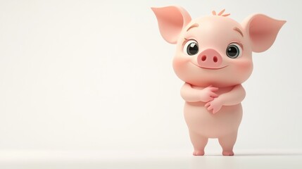 Poster - A cute, cartoonish pig character standing with a cheerful expression.