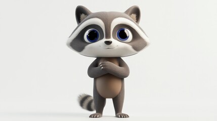 Wall Mural - A cute, cartoonish raccoon character with big eyes and a friendly expression.