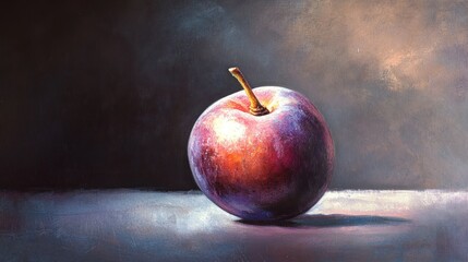 Poster - A Single Plum on a Dark Background