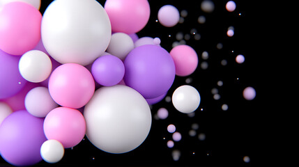Aufkleber - Colorful spheres of various sizes float against a black background, creating a vibrant visual display in this abstract composition